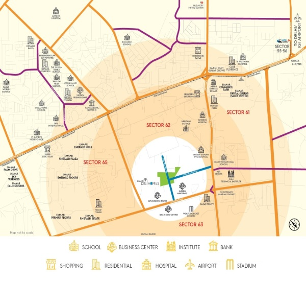 emaar digi homes sector 62 Location map