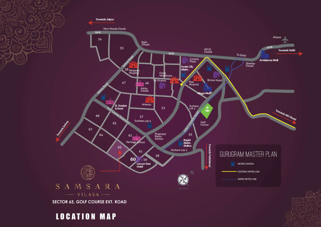 Adani Samsara Vilasa Sector 63 Gurgaon location map