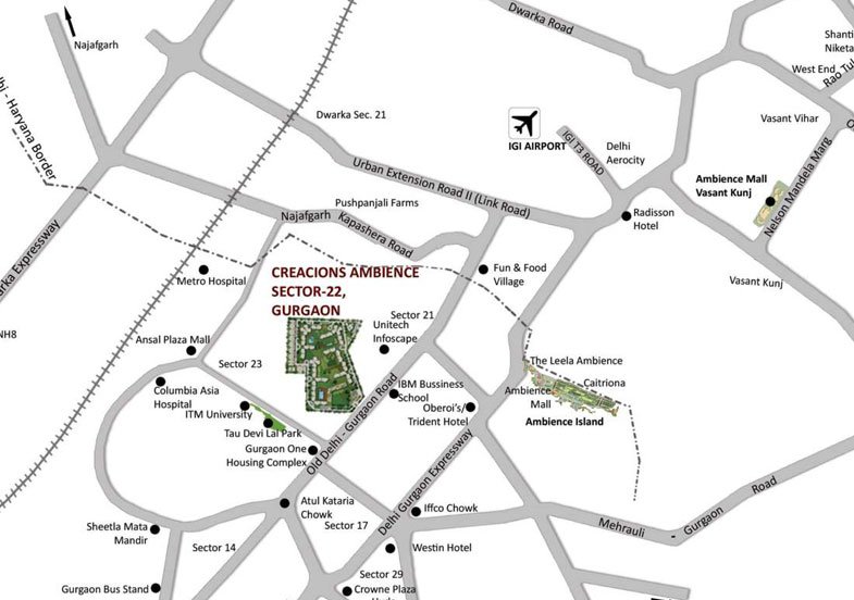 ambience creacions gurgaon location map